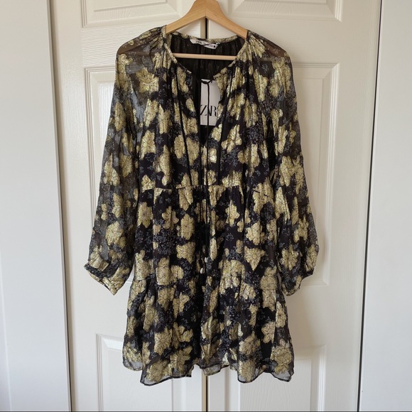 Zara Voluminous Printed Dress Size M - Picture 5 of 10
